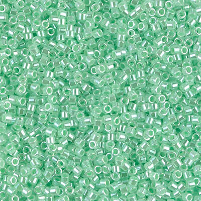 Lined Crystal/Light Green Miyuki Delica Beads 11/0