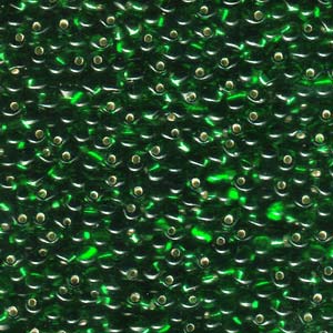 A Pile of Transparent Silver-Lined Light Green Drop Beads