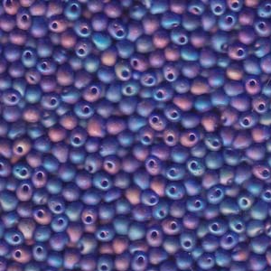 A Pile of Matte Transparent Cobalt Blue AB Drop Beads