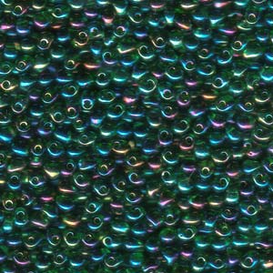 A Pile of Transparent Green AB Drop Beads