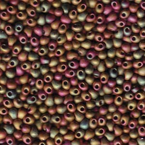 A Pile of Matte Metallic Khaki Iris Drop Beads