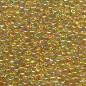 A Pile of Transparent Light Amber AB Drop Beads
