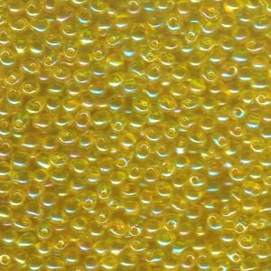 A Pile of Transparent Yellow AB Drop Beads