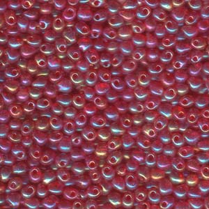 A Pile of Transparent Red AB Drop Beads