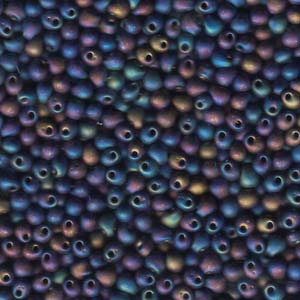 A Pile of Matte Black AB Drop Beads