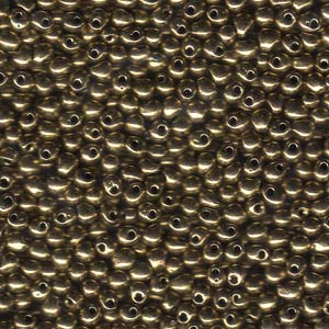 A Pile of Metallic Bronze Drop Beads