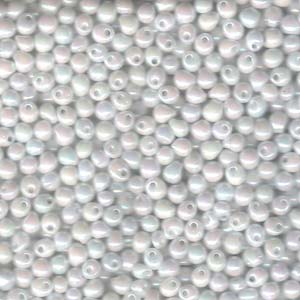 A Pile of Opaque White AB Drop Beads