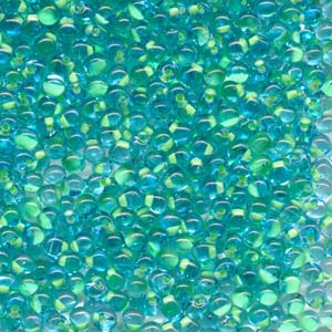 A Pile of Mint Green-Lined Light Blue Drop Beads