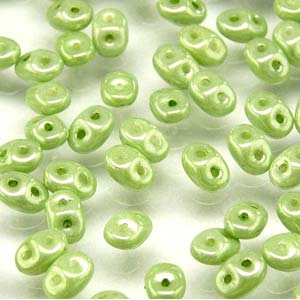 Chalk Light Green Luster Superduo Beads