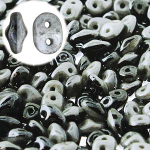 Duets Black/White Grey Luster Superduo Beads