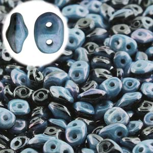 Duets Black/White Blue Luster Superduo Beads