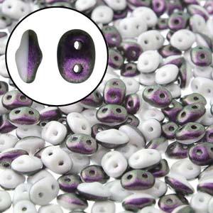 Superduo Duet Polychrome Black/Raspb & Cream Superduo Beads