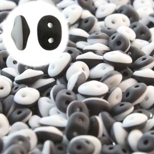 Duets Black/White Matte Opaque Superduo Beads