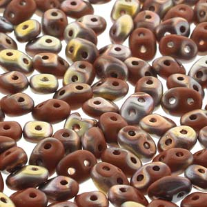 Opaque Chocolate Capri Gold Matte Superduo Beads