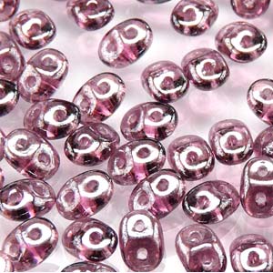 Amethyst White Luster Superduo Beads