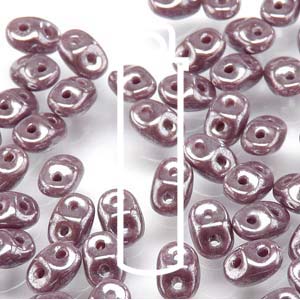 Opaque Violet White Luster Superduo Beads