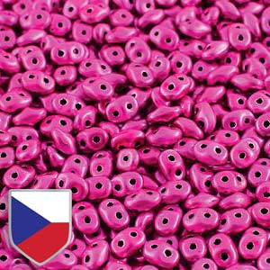 Metalust Hot Pink Superduo Beads w/ Czech Shield