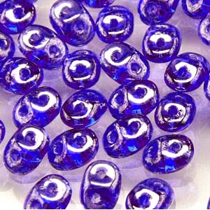 Sapphire White Luster Superduo Beads