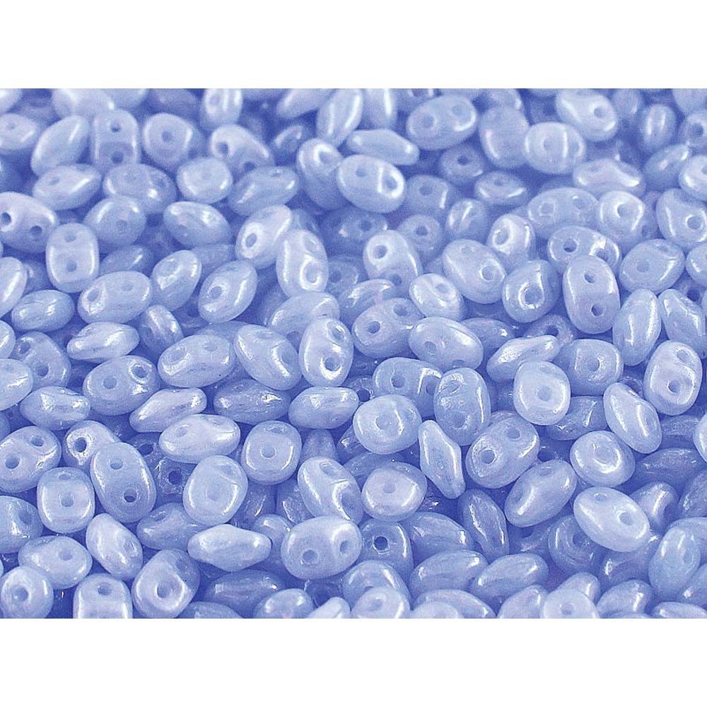 Opal Blue White Luster Superduo Beads