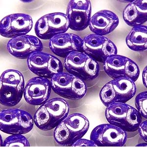 Opaque Blue White Luster Superduo Beads
