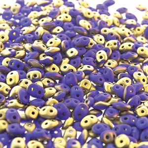 Opaque Matte Royal Fool's Gold Superduo Beads