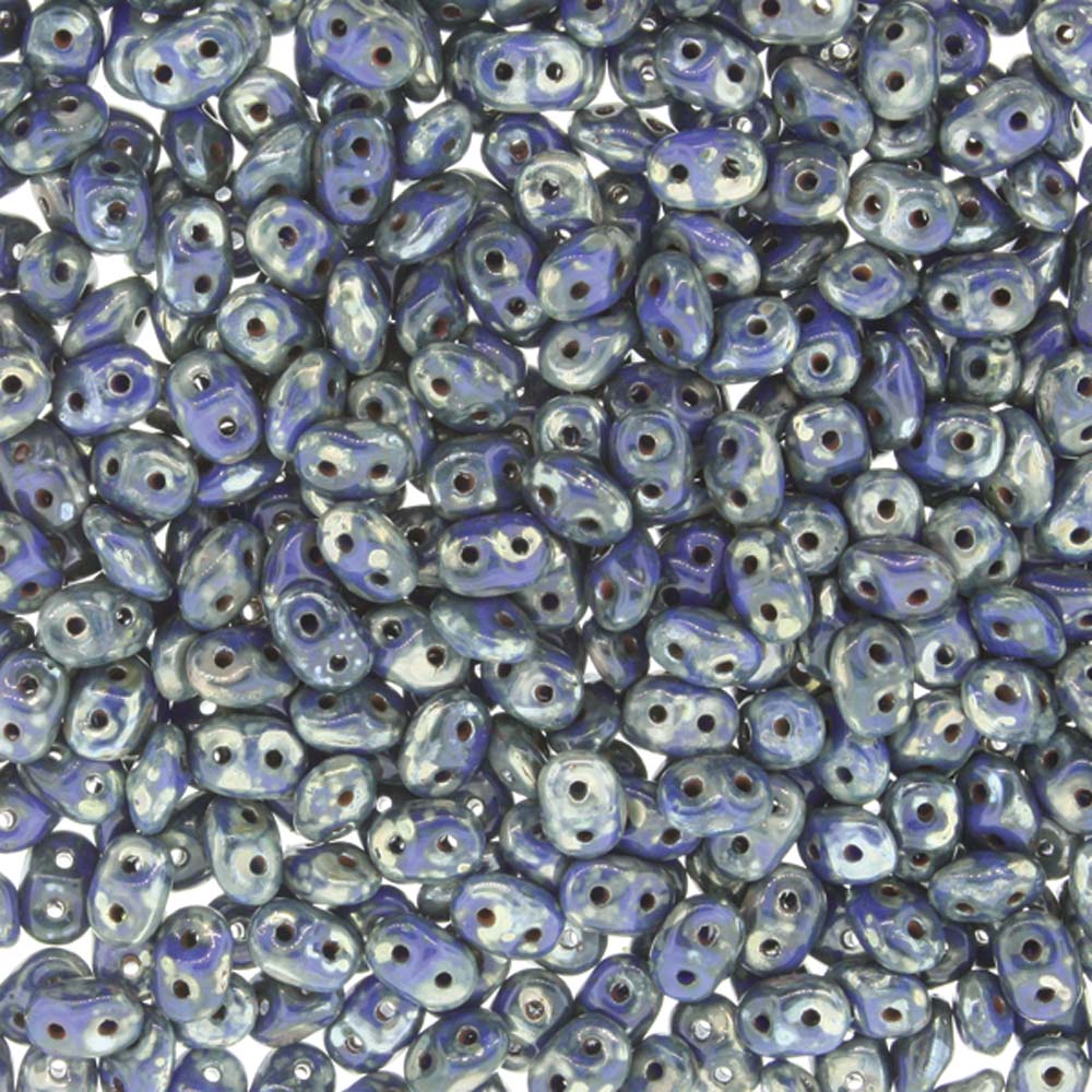 Opaque Blue Picasso Superduo Beads