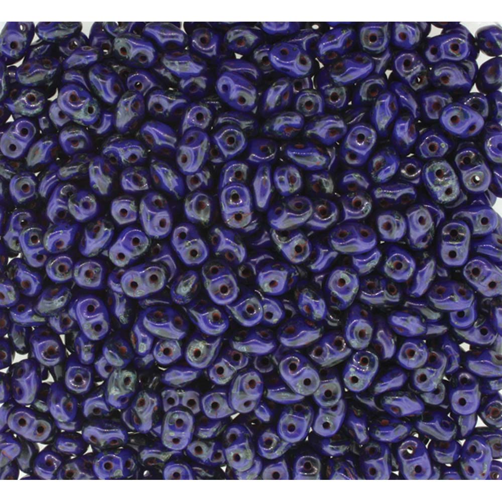 Opaque Blue Travertine Superduo Beads
