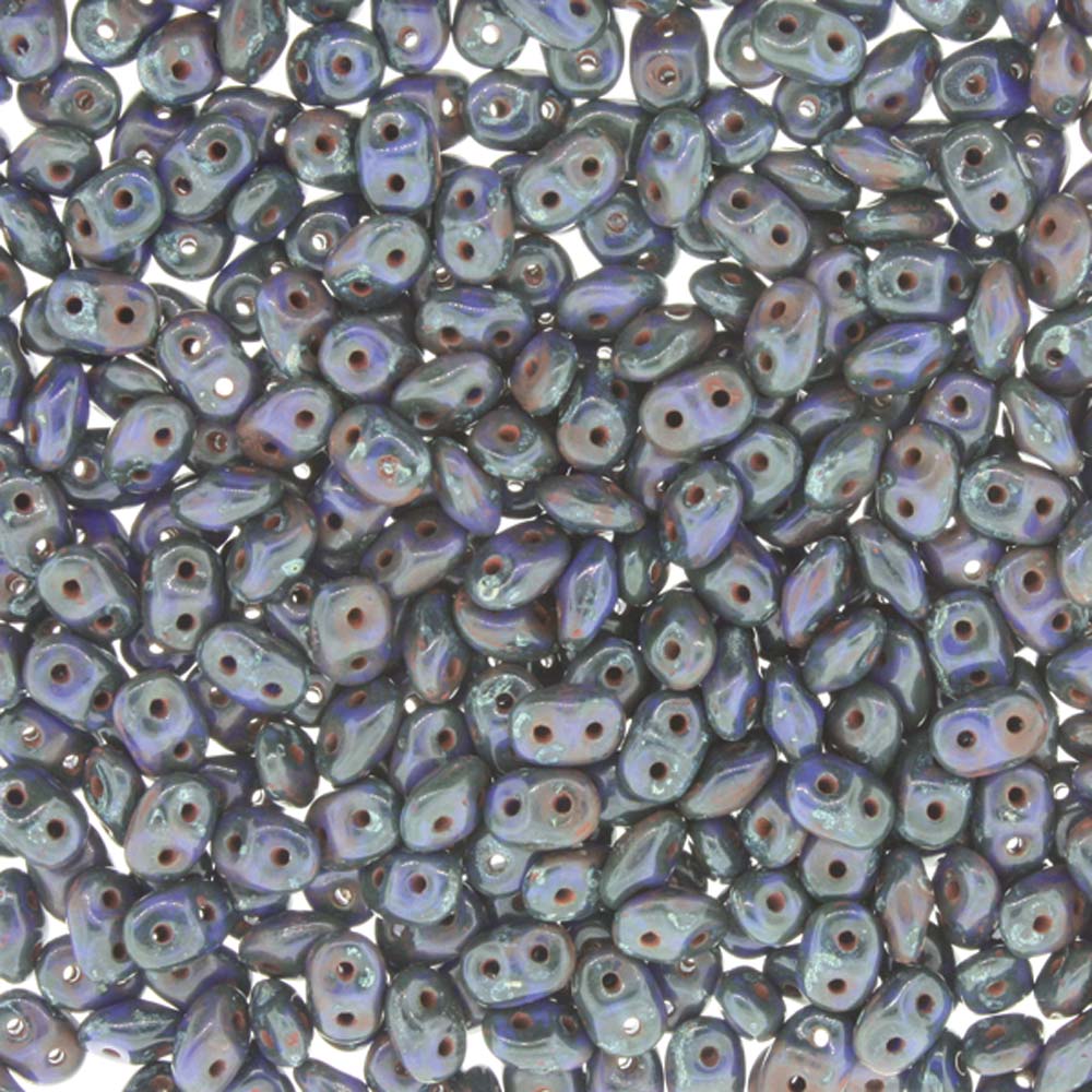 Opaque Blue Travertine Dark Superduo Beads