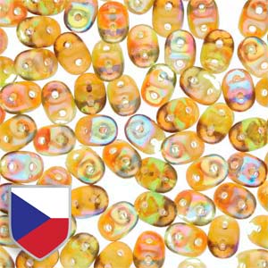 Olivine Brown Rainbow Superduo Beads w/ Czech Shield