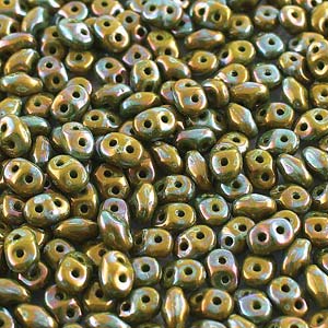 Nebula Opaque Green Superduo Beads