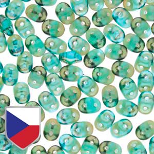 Aqua Celsian Superduo Beads w/ Czech Shield