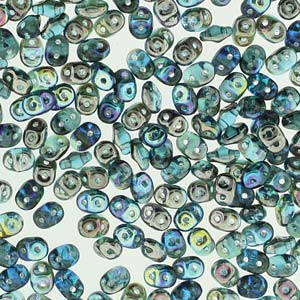 Aqua Graphite Rainbow Superduo Beads