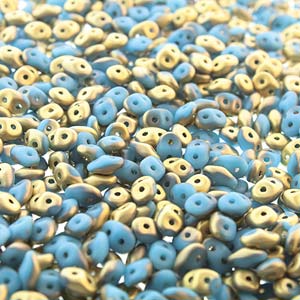 Opaque Matte Blue Turquoise Fools Gold Superduo Beads