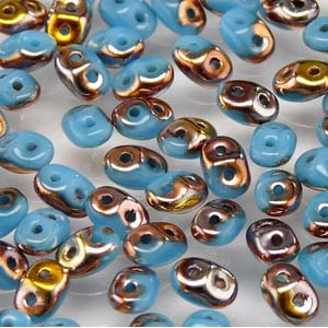 Turquoise Blue Capri Gold Superduo Beads