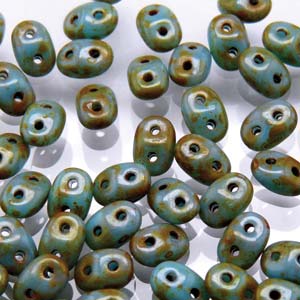 Turquoise Blue Travertine Dark Superduo Beads