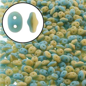 Duets Blue Turquoise Ivory Matte Opaque Superduo Beads