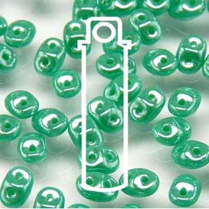 Turquoise Green White Luster Superduo Beads