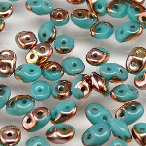 Turquoise Green Capri Gold Superduo Beads