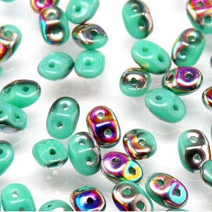 Turquoise Green Vitrail Superduo Beads