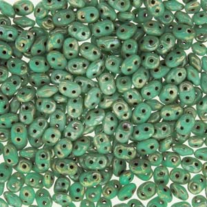 Turquoise Green/Picasso Superduo Beads