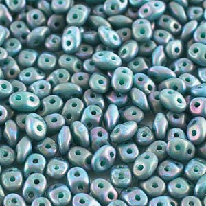 Nebula Turquoise Green Matte Superduo Beads