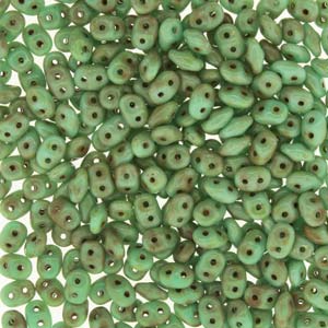 Turquoise Green/Travertine Dark Superduo Beads