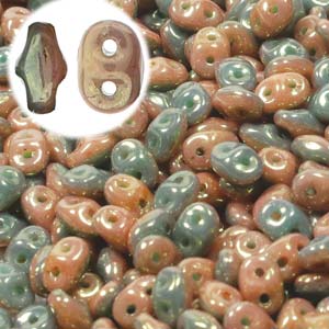 Duets Green Turquoise Ivory Red Luster Superduo Beads