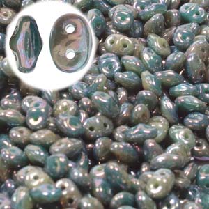 Duets Green Turquoise Ivory Nebula Superduo Beads