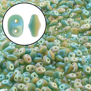 Duets Green Turquoise Ivory Full Matteab Superduo Beads