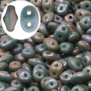 Duets Green Turquoise Ivory Nebula Matte Superduo Beads