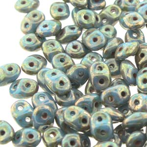Turquoise Dark Green-Bronze Luster Superduo Beads
