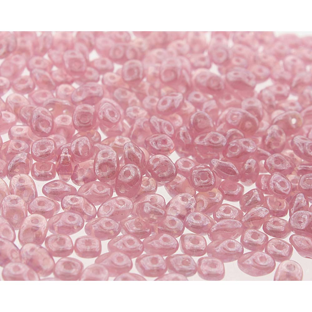 Opal Rose White Luster Superduo Beads