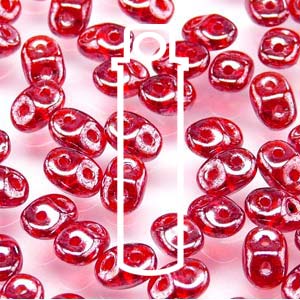 Ruby White Luster Superduo Beads