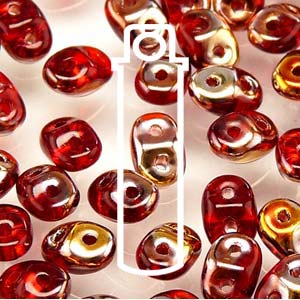 Ruby Sliperit Superduo Beads
